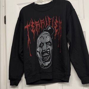 Black Graphic Crewneck Sweater